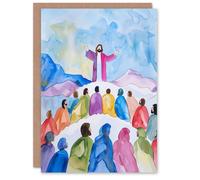 Artery8 Jesus Christ Sermon on the Mount Painting Blank For Him Or Her Art Christmas Card