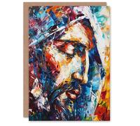 Artery8 Jesus Face Portrait Religious Painting Greeting Birthday Card Him Her All Blank