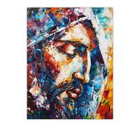 Artery8 Jesus Face Portrait Religious Painting Wall Art Print | Size: W12" x H16" Artery8 Multicolor W12" x H16"