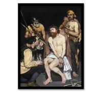 Artery8 Jesus Mocked by the Soldiers Framed Wall Art Print A4 Artwork By Manet : Biblical Artwork Perfect For Reflective Spaces Adding Depth Faith And Emotional Character