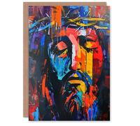 Artery8 Jesus Portrait Thorn Crown Modern Portrait Greeting Birthday Card Him Her All Blank