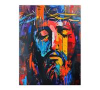 Jesus Portrait Thorn Crown Modern Portrait Wall Art Print Artery8 Multi W24 inch x H32 inch
