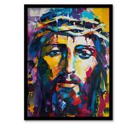 Artery8 Jesus Thorn Crown Portrait Modern Portrait Living Room Artwork Framed Wall Art Print A4