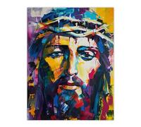Jesus Thorn Crown Portrait Modern Portrait Wall Art Print Artery8 Multi W24 inch x H32 inch