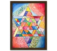 Artery8 Jewish Star Of David Patterns Geometric Folk Art Watercolour Painting Artwork Framed Wall Art Print A4 in Brown Artery8 Brown