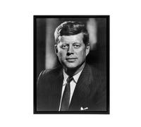 Artery8 Jfk John Kennedy Usa President Framed Canvas Wall Art Print in Grey | Size: W24" x H32" Artery8 Grey W24" x H32"
