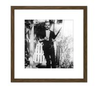 Artery8 JFK Kennedy Assassin Harvey Oswald Backyard Photo 8X8 Inch Square Wooden Framed Wall Art Print Picture with Mount in Brown Artery8 Brown