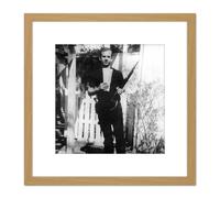 Artery8 JFK Kennedy Assassin Harvey Oswald Backyard Photo 8X8 Inch Square Wooden Framed Wall Art Print Picture with Mount in Light Oak Artery8 Light Oak