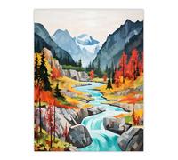 Artery8 Jiuzhaigou Valley Acrylic Painting China Biosphere Reserve With Forest Mountains And Streams Extra Large XL Wall Art Poster Print