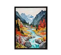 Artery8 Jiuzhaigou Valley Chinese Landscape Framed Canvas Wall Art Print | Size: W24" x H32" Artery8 Multicolor W24" x H32"