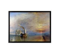 Artery8 JMW Turner The Fighting Temeraire Ship Black Framed Canvas Wall Art 12X16: Romantic maritime masterpiece symbolising heroism, luminous fine art reproduction perfect for home or office.