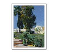 Artery8 Joaquin Sorolla Corner Garden Alcazar Sevilla Painting Artwork Framed Wall Art Print 18X24 Inch