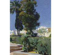 Artery8 Joaquin Sorolla Corner Garden Alcazar Sevilla Painting Large XL Wall Art Canvas Print