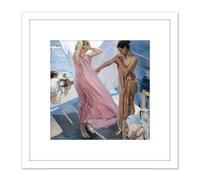 Artery8 Joaquin Sorolla Y Bastida After Bathing Valencia 8X8 Inch Square Wooden Framed Wall Art Print Picture with Mount in White Artery8 White