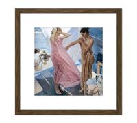 Artery8 Joaquin Sorolla Y Bastida After Bathing Valencia 8X8 Inch Square Wooden Framed Wall Art Print Picture with Mount in Brown Artery8 Brown