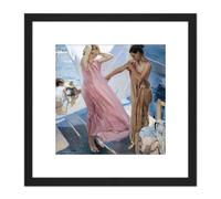 Artery8 Joaquin Sorolla Y Bastida After Bathing Valencia 8X8 Inch Square Wooden Framed Wall Art Print Picture with Mount in Black Artery8 Black