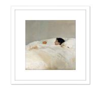 Artery8 Joaquin Sorolla Y Bastida Mother 8X8 Inch Square Wooden Framed Wall Art Print Picture with Mount in White Artery8 White