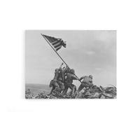 Artery8 Joe Rosenthal Raising Flag On Iwo Jima WWII Canvas Wall Art Print in Grey | Size: W18" x H24" Artery8 Grey W18" x H24"