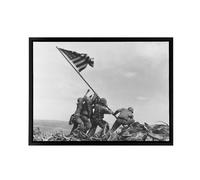 Artery8 Joe Rosenthal Raising Flag On Iwo Jima WWII Framed Canvas Wall Art Print in Grey | Size: W18" x H24" Artery8 Grey W18" x H24"