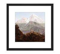 Artery8 Johan Christian Dahl Der Watzmann 8X8 Inch Square Wooden Framed Wall Art Print Picture with Mount in Black Artery8 Black