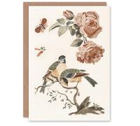 Artery8 Johan Teyler Art Card Roses Butterfly A Blue & Great Tit in White Artery8 White