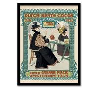Artery8 Johann Georg van Caspel Framed Wall Art Dutch Skate Cocoa Advert in Green | Size: A4 Artery8 Green A4