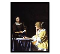 Artery8 Johannes Vermeer Framed Wall Art Print Mistress & Maid Portrait in Black | Size: A3 Artery8 Black A3