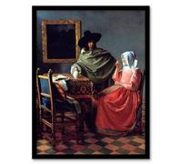 Artery8 Johannes Vermeer Framed Wall Art Print The Wine Glass Cropped Paiting - A3 Size