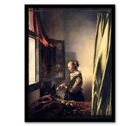 Artery8 Johannes Vermeer Framed Wall Art Reading Letter by Open Window | Size: A4 Artery8 Multicolor A4
