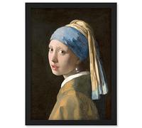 Artery8 Johannes Vermeer Girl with a Pearl Earring Reproduction Painting Artwork Framed A3 Wall Art Print