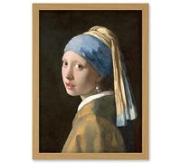 Artery8 Johannes Vermeer Girl with a Pearl Earring Reproduction Painting Artwork Framed Wall Art Print A4