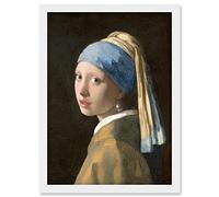 Artery8 Johannes Vermeer Girl with a Pearl Earring Reproduction Painting Artwork Framed Wall Art Print A4