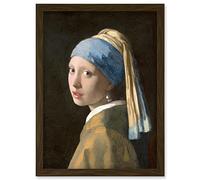 Artery8 Johannes Vermeer Girl with a Pearl Earring Reproduction Painting Artwork Framed Wall Art Print A4