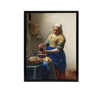 Artery8 Johannes Vermeer The Milkmaid Framed Canvas Wall Art Print | Size: W18" x H24" Artery8 Multicolor W18" x H24"
