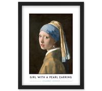 Johannes Vermeer Girl With A Pearl Earring Painting Artwork Framed Wall Art Print A4 Artery8 Black One Size