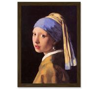 Johannes Vermeer Girl With Pearl Earring Classic Vintage Duch Golden Age A4 Artwork Framed Wall Art Print Artery8 Brown One Size