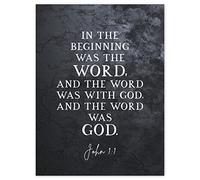 Artery8 John 1:1 The Word Was God Christian Bible Verse Quote Scripture Typography Premium Wall Art Canvas Print 18X24 Inch