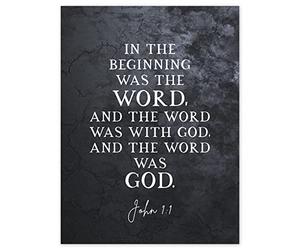 Artery8 John 1:1 The Word Was God Christian Bible Verse Quote Scripture Typography Premium Wall Art Canvas Print 18X24 Inch