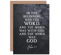 Artery8 John 1:1 The Word Was God Christian Bible Verse Quote Scripture Typography Sealed Greeting Card Plus Envelope Blank inside