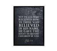 Artery8 John 1 12 Belief The Right To Become Bible Quote Framed Canvas Wall Art Print in Grey | Size: W24" x H32" Artery8 Grey W24" x H32"