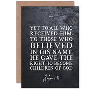 Artery8 John 1:12 Belief The Right To Become Children Of God Christian Bible Verse Quote Scripture Typography Sealed Greeting Card Plus Envelope Blank inside