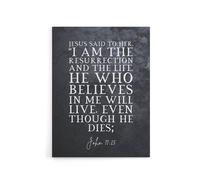 Artery8 John 11 25 Jesus I Am The Bible Quote Canvas Wall Art Print in Grey | Size: W12" x H16" Artery8 Grey W12" x H16"