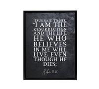 Artery8 John 11 25 Jesus I Am The Bible Quote Framed Canvas Wall Art Print in Grey | Size: W24" x H32" Artery8 Grey W24" x H32"