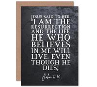 Artery8 John 11:25 Jesus I am the resurrection and the life Christian Bible Verse Quote Scripture Typography Sealed Greeting Card Plus Envelope Blank inside