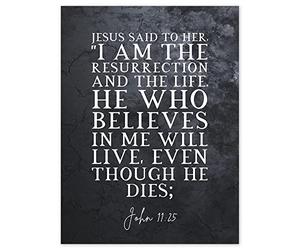 Artery8 John 11:25 Jesus I am the resurrection and the life Christian Bible Verse Quote Scripture Typography Unframed Wall Art Print Poster Home Decor Premium