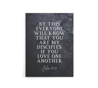 Artery8 John 13 35 My Disciples Love One Bible Quote Canvas Wall Art Print in Grey | Size: W24" x H32" Artery8 Grey W24" x H32"