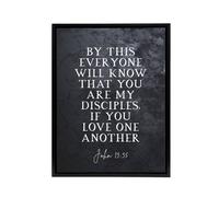 Artery8 John 13 35 My Disciples Love One Bible Quote Framed Canvas Wall Art Print in Grey | Size: W12" x H16" Artery8 Grey W12" x H16"