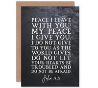 Artery8 John 14:27 Peace I leave With You Peace I Give You Christian Bible Verse Quote Scripture Typography Sealed Greeting Card Plus Envelope Blank inside