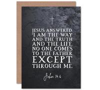 Artery8 John 14:6 Jesus I am the Way The Truth And The Life Christian Bible Verse Quote Scripture Typography Sealed Greeting Card Plus Envelope Blank inside