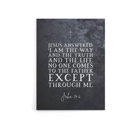 Artery8 John 14 6 Jesus I Am The Way Truth Bible Quote Canvas Wall Art Print in Grey | Size: W12" x H16" Artery8 Grey W12" x H16"